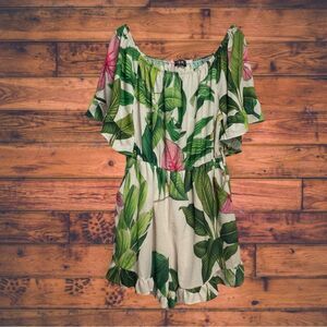 5 for $25🔥Spin USA Palm‎ Tree Print Ruffled Romper Shorts XL